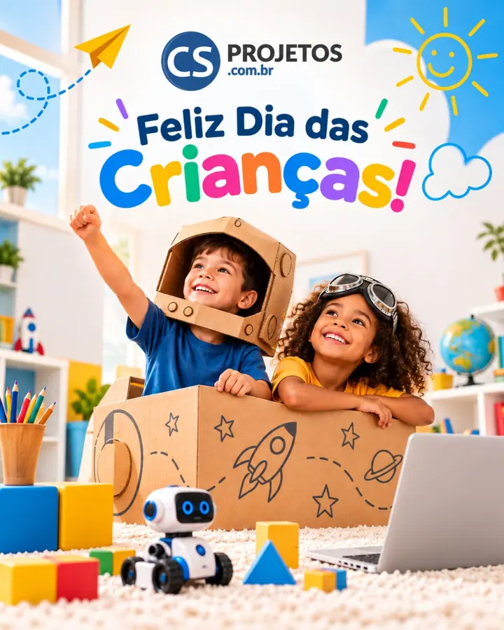 Arte da CS Projetos em homenagem ao Dia das Crianças