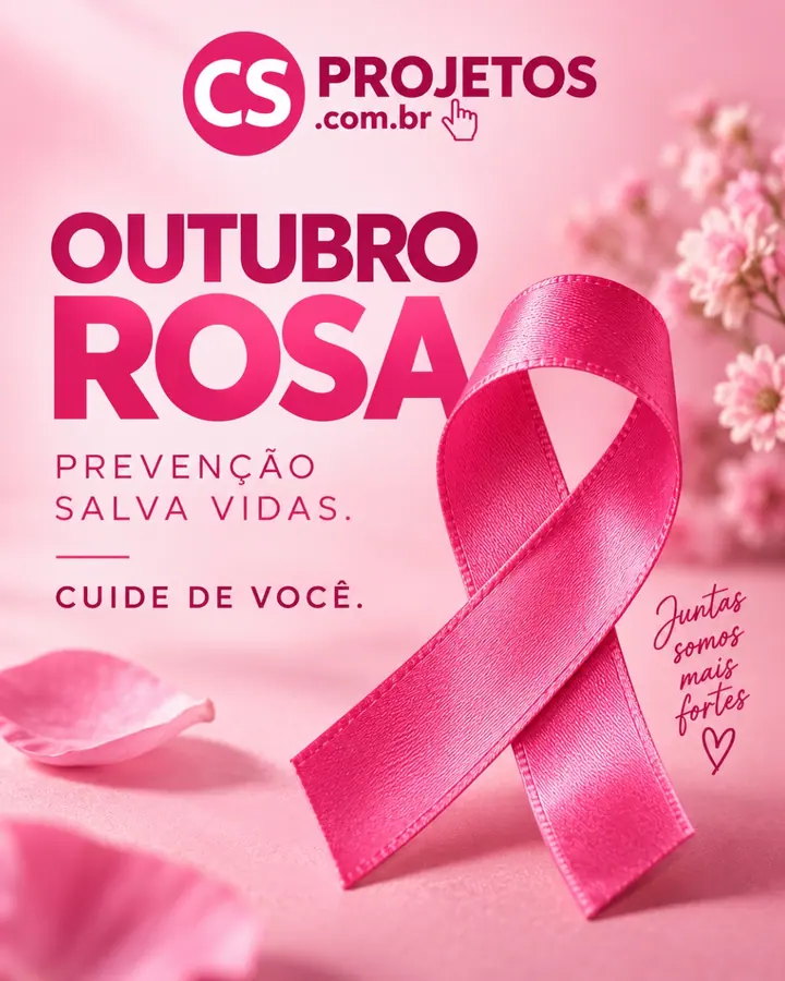Arte da CS Projetos para a campanha Outubro Rosa
