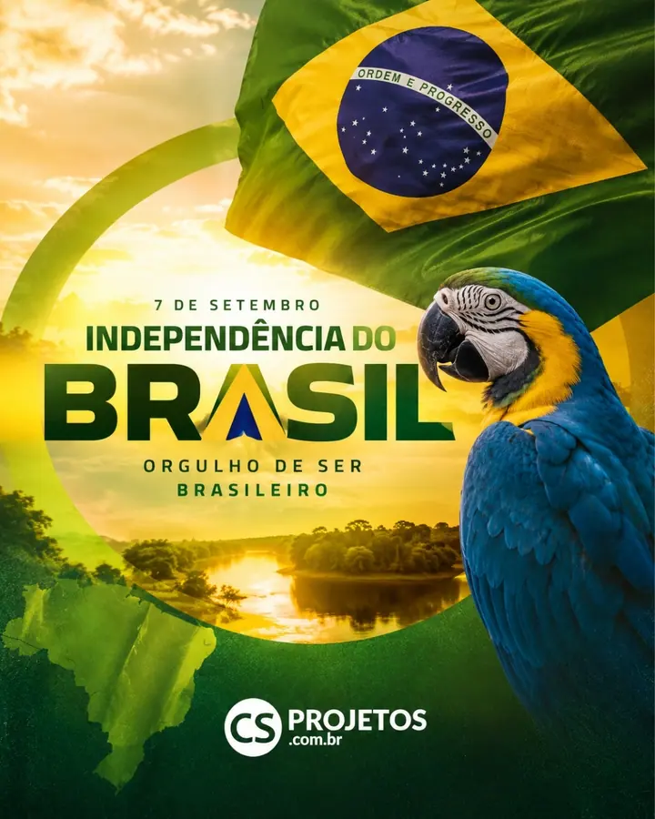 Bandeira do Brasil em arte da CS Projetos para o Dia da Independência