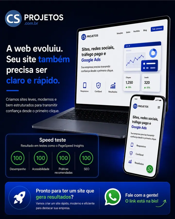 Tela de site moderno em arte sobre evolução e velocidade na web