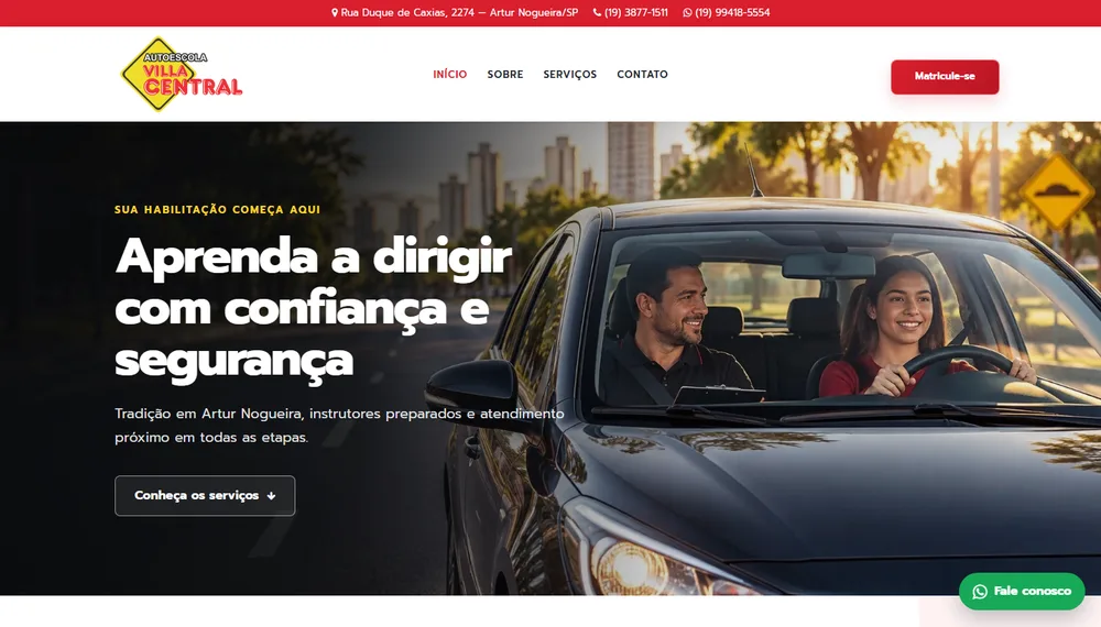 Site da Autoescola Villa Central desenvolvido pela CS Projetos