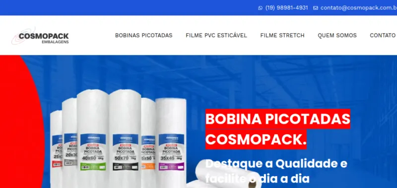 Site da Cosmopack desenvolvido pela CS Projetos