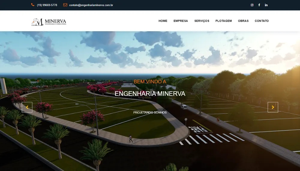 Site da Engenharia Minerva desenvolvido pela CS Projetos