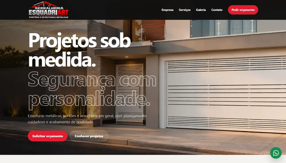 Site da Esquadriart desenvolvido pela CS Projetos