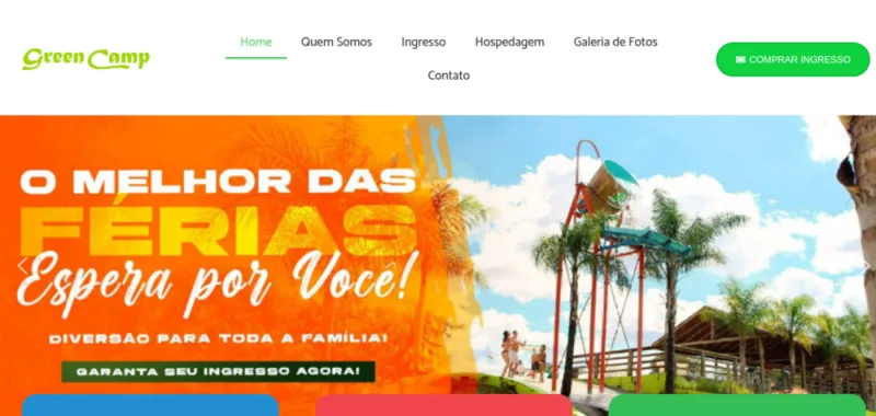 Site do Greencamp desenvolvido pela CS Projetos