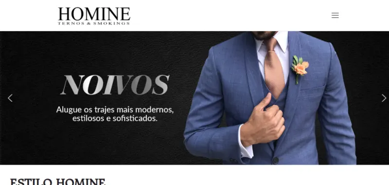 Site da Homine Ternos desenvolvido pela CS Projetos