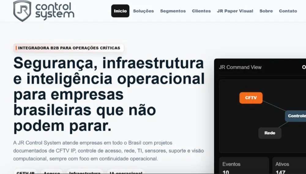 Site da JR Control System desenvolvido pela CS Projetos