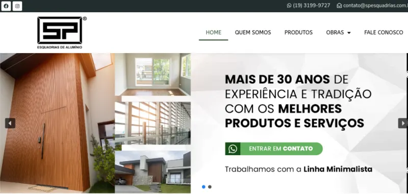Site da SP Esquadrias desenvolvido pela CS Projetos