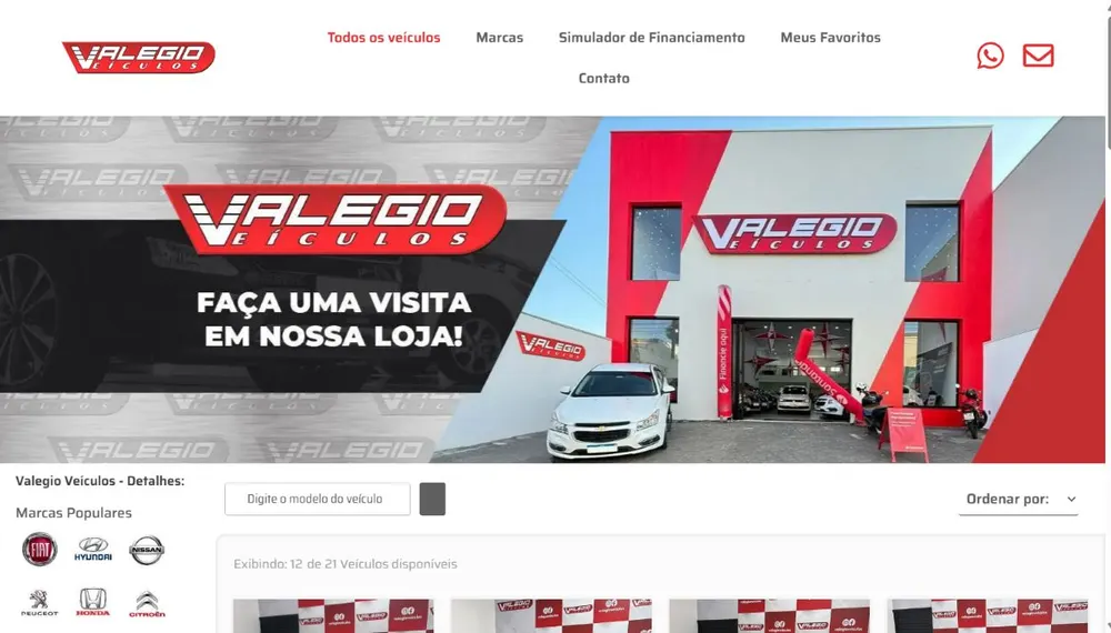 Site da Valegio Veículos desenvolvido pela CS Projetos